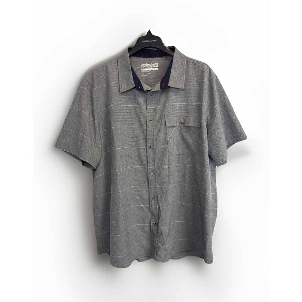 Avalanche Mens XL Short‎ Sleeve Button Down Shirt Gray Striped